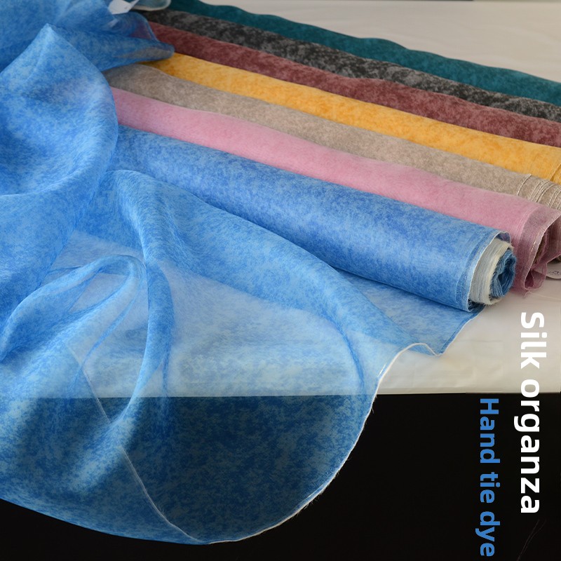 Sewing Tie Dye - Tecido de organza de seda tie-dye