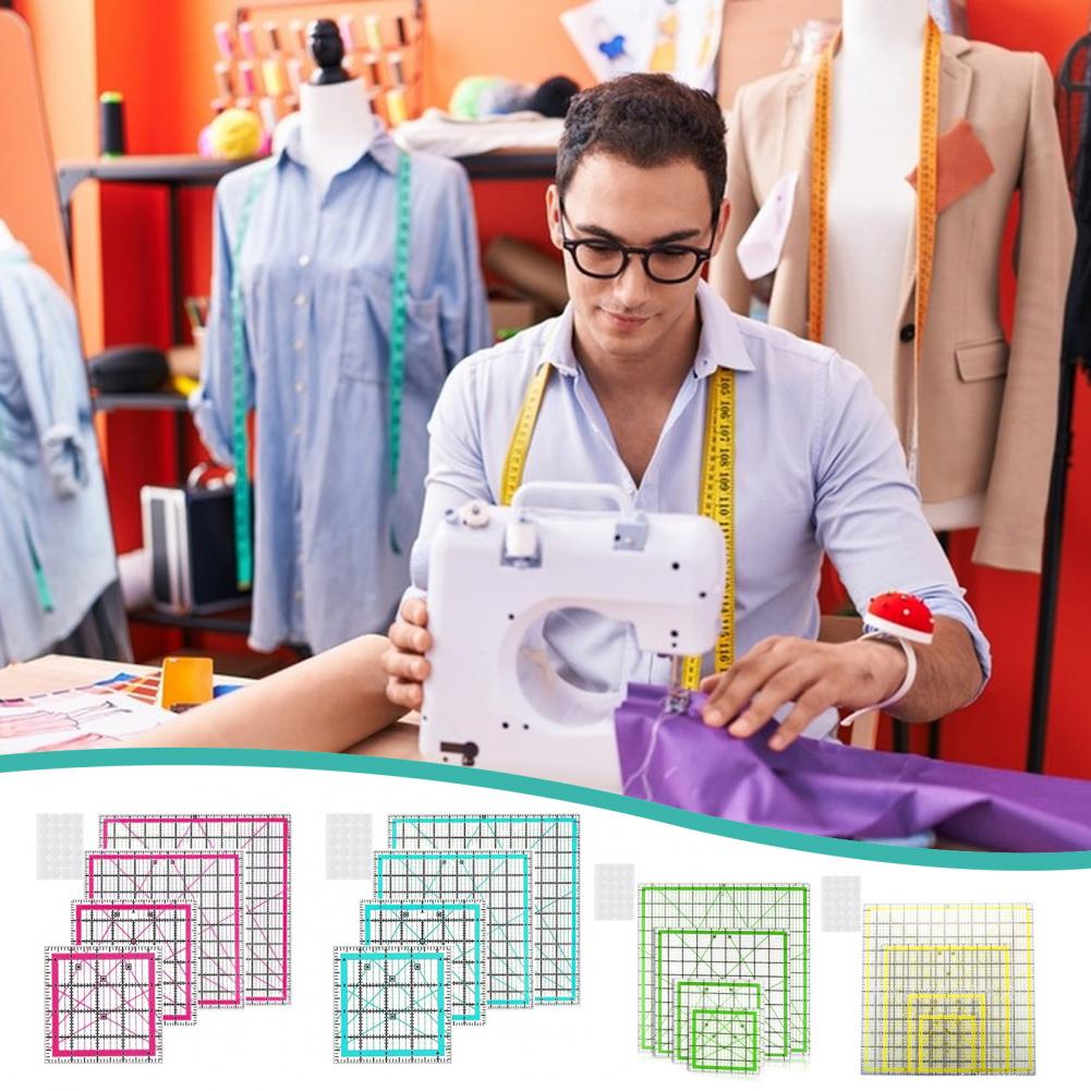 Quilting Ruler Square - Régua acolchoada acrílica quadrada, 4 unidades,