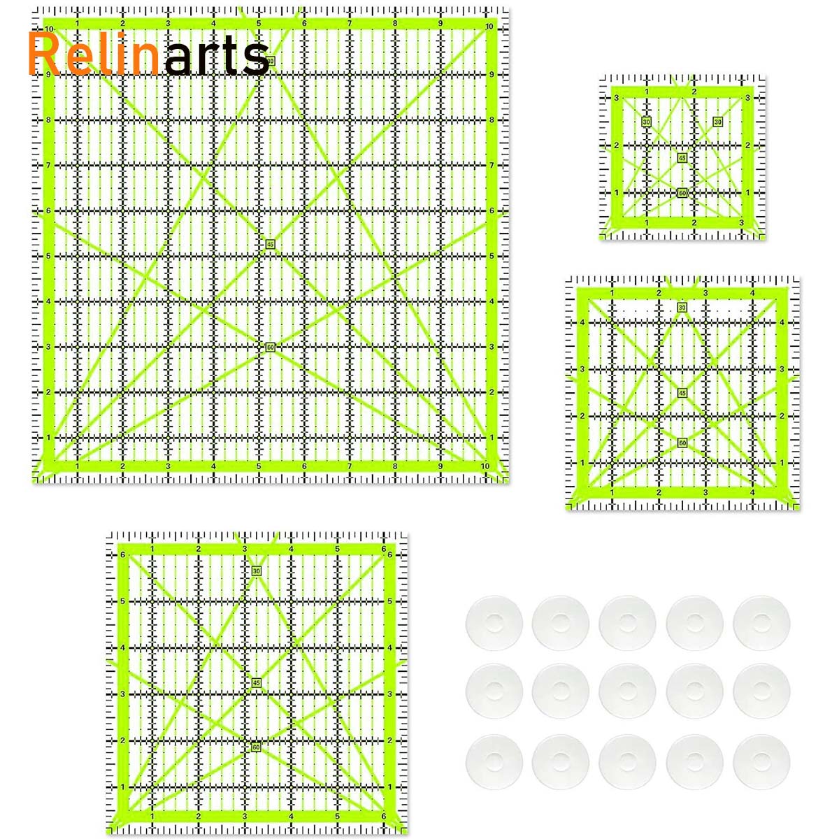 Quilting Ruler Square - Conjunto de 4 Réguas de Quilting