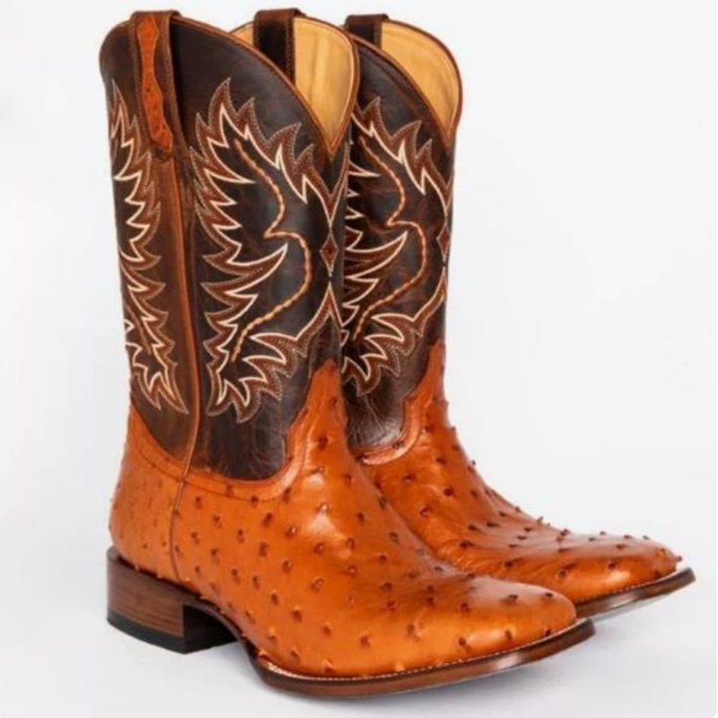 Sewing Embroidery Fabric - Botas Masculinas Altas com Bordado Retro,