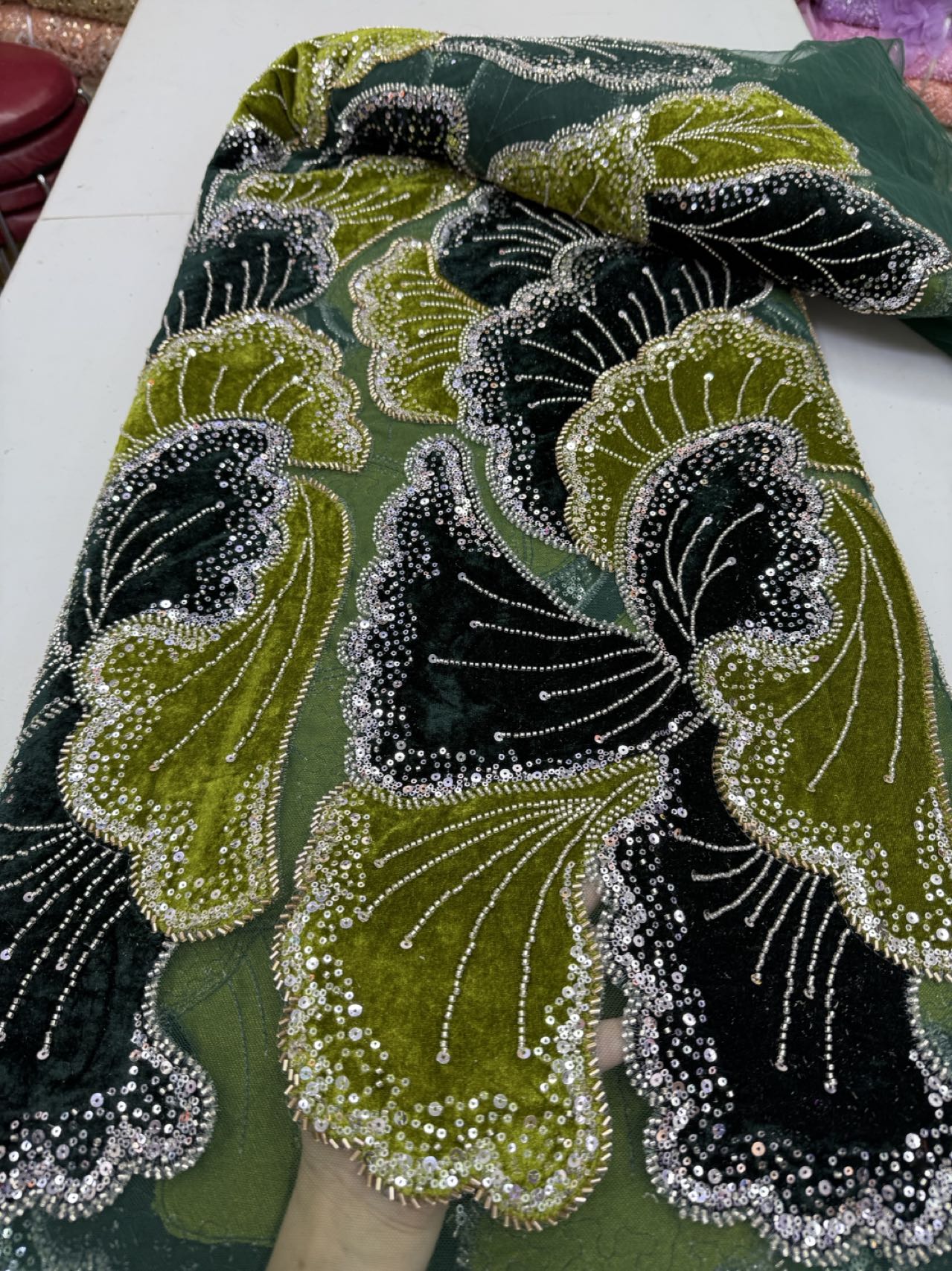 Tecido de Renda de Tule com La - Sewing Velvet Fabric avaliação e preço