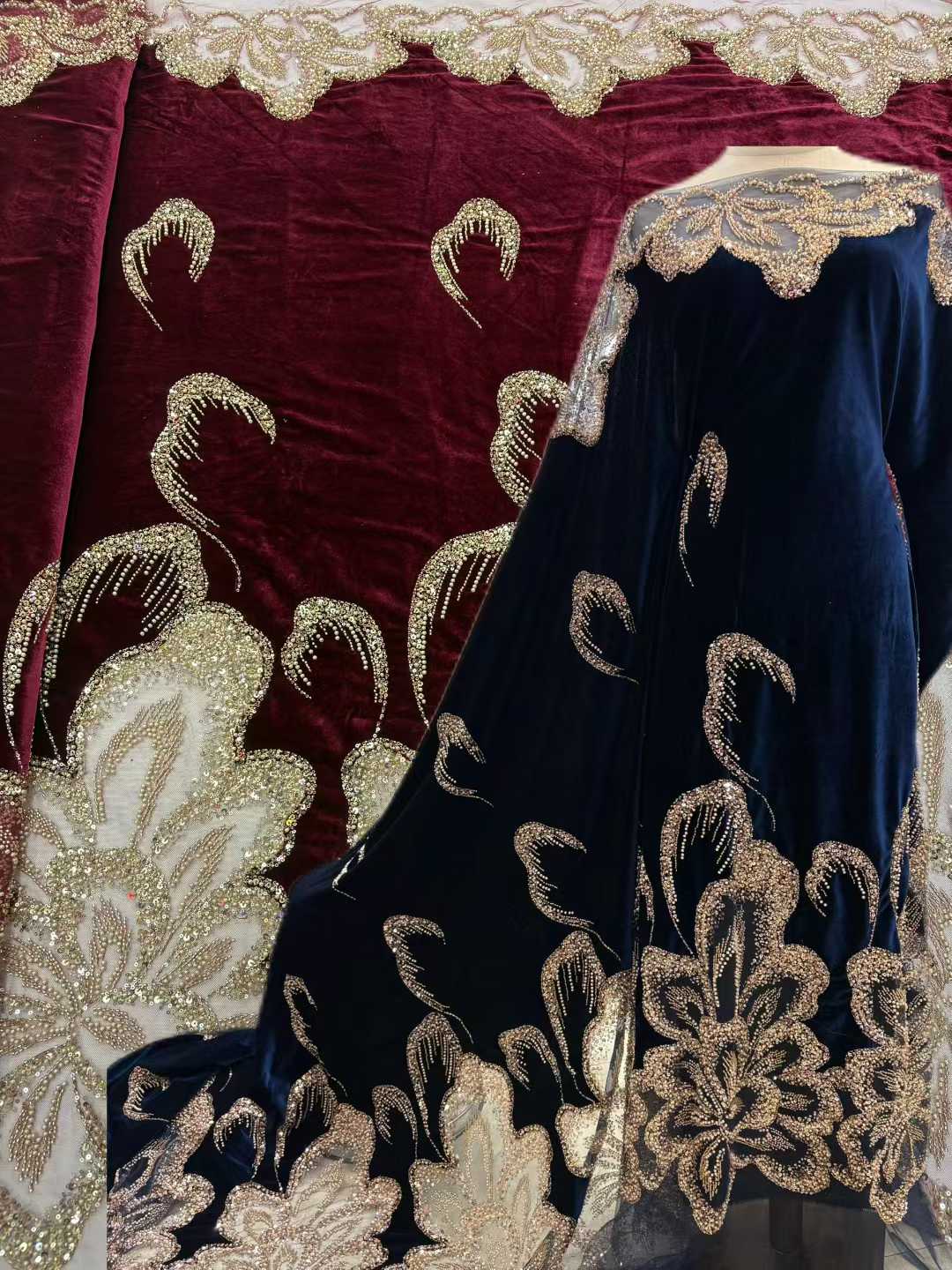 Tecido de renda pesada com con - Sewing Velvet Fabric avaliação e preço