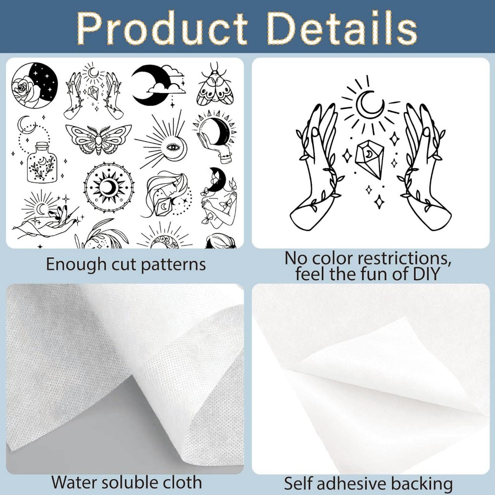 51 pçs boho lua solúvel em águ - Sewing Embroidery Fabric avaliação e preço
